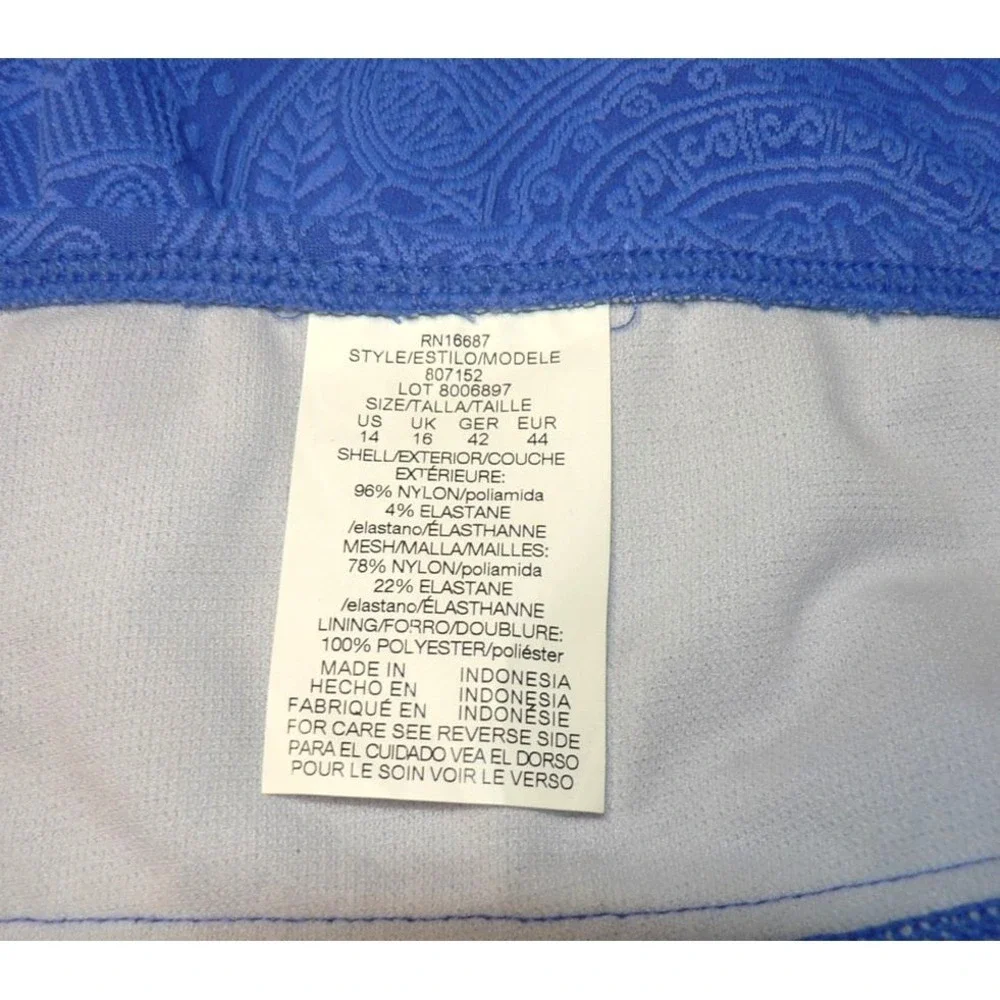 Swim Solutions Women's Printed Twist Front Tankini Top in Blue Iris Size 14 - Picture 8 of 9